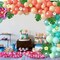 Tropical Balloon Garland Arch Kit, 12"10"5" Rose Gold Blush Blue Balloons Artificial Palm Leaves Plumeria for Magic Theme Birthday Party Supplies Baby Shower Hawaii Luau Party Decorations